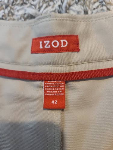 IZOD Mens 42W 7Inseam Shorts Golf Pockets Khaki Beige Cotton Pleated - Picture 3 of 9