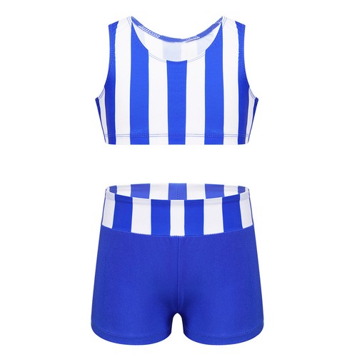 Girl Kid Sport Dance Outfit Gym Ballet Jazz Crop Top+Shorts Dancewear Activewear - Picture 26 of 45