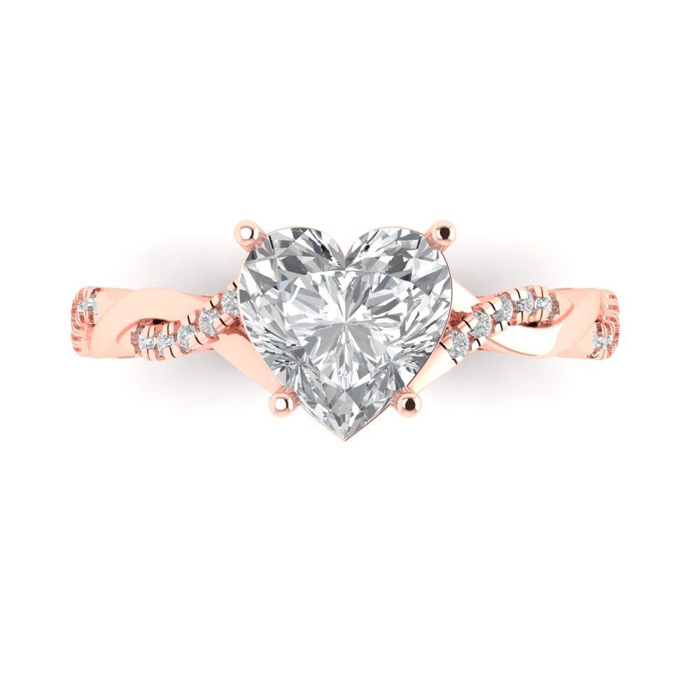14K Rose Gold Cubic Zirconia Solitaire Engagement Ring cttw