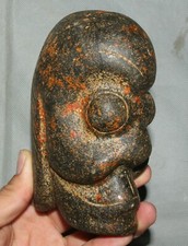 Statua testa persona popolo primitivo intaglio giada vecchia cultura cinese Hongshan 5"