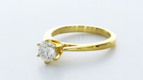 1.0CT Lab-Created Diamond D/VS1 Round Cut 14K Yellow Gold Classic Solitaire Ring - Video 1 of 1
