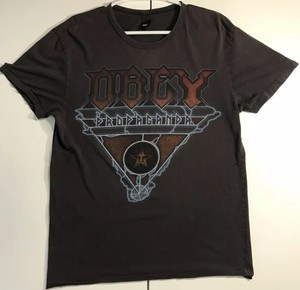 Obey-Records-Propaganda-Black-Men-s-Large-Vintage-Graphic-Tee-shirt