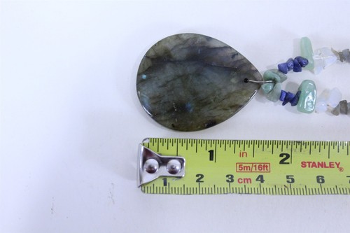 Necklace Polished Labradorite Pendant Necklace w/ Silver-tone Clasp 17" - Picture 11 of 12