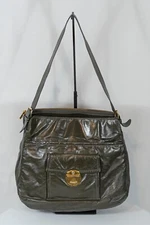 Marc Jacobs Designer Patent Olive Green Pushlock Shoulder Bag - RARE