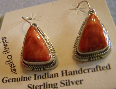 Wigwam Traders Orange Spiney Oyster Stone Wire Earrings: #K856