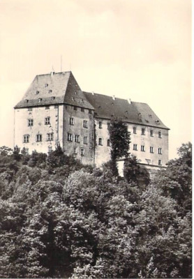 Saaleburgen Castle Burgk from southeast, photo, no postcard back, GDR around 1980