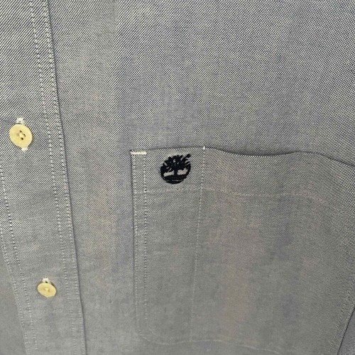 Timberland Mens Long Sleeved Button Up Shirt Light Blue Chambray Look Size L - Picture 4 of 9