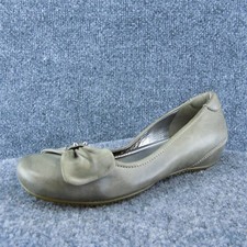 ECCO Women Flat Shoes Gray Leather Slip On Size 37 Medium