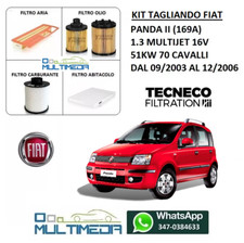 KIT TAGLIANDO 4 FILTRI FIAT PANDA II 169 1.3 MULTIJET DIESEL 16V 51KW 70 CAVALLI