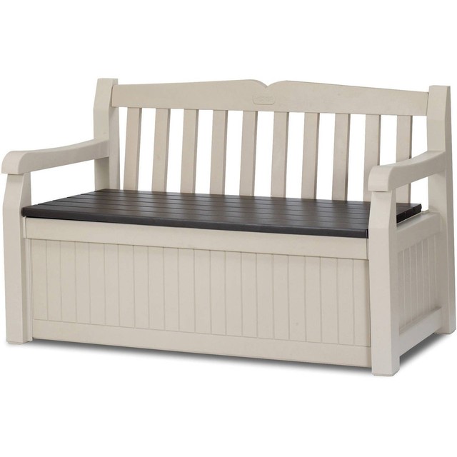Outdoor Storage Patio Lift Up Seat Bench Garden Seater Taupe