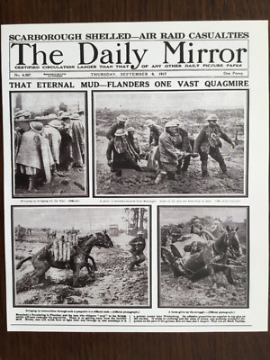 KLEINES PLAKAT/ZEITUNGSSEITE (8,5 x 7 ) 1917 ERSTER WELTKRIEG FLANDERN FOTOGRAFIE S