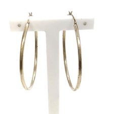 Vintage Signed 925 Sterling Retro Modernist Large Snap Clasp Hoop Earrings