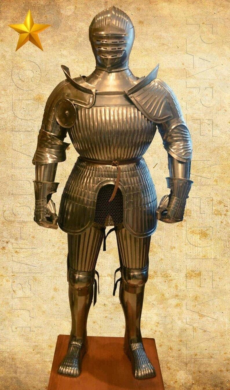 Medieval Knight Crusader Suit of Armor Full Body Combat Wearable Gear-image