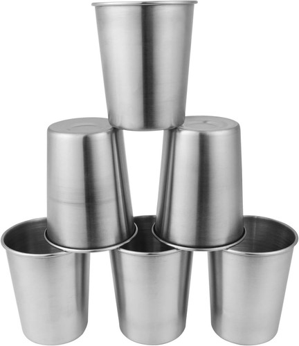 6 Pack 8oz Stainless Steel Metal Drinking Cups Shatterproof Pint Glasses 230ml - Picture 6 of 6
