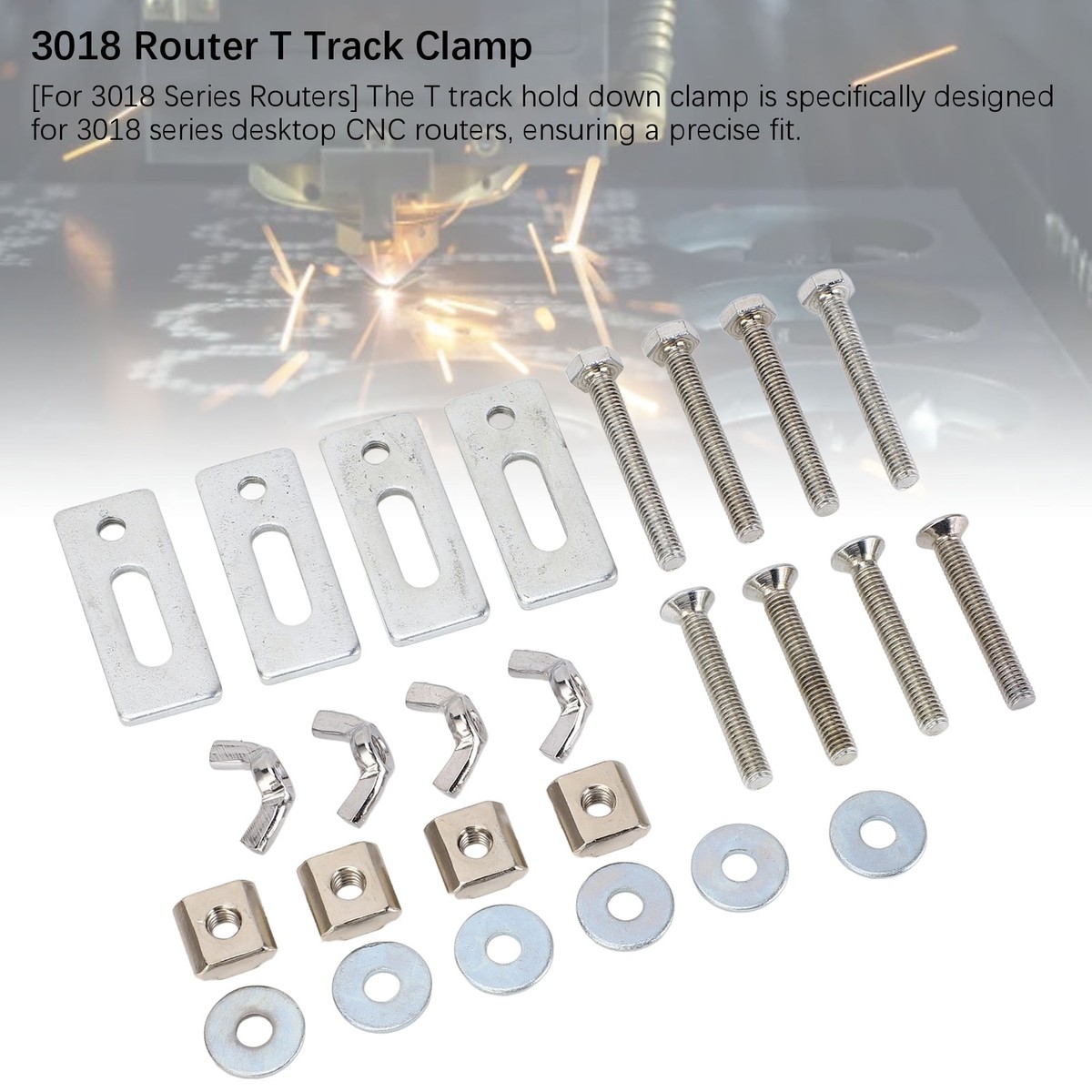 NymoLabs T-Track Hold Down Clamps (2-Pack) - CNC Router Woodworking Clamps For M6 T-Slot Nuts, 80mm Length