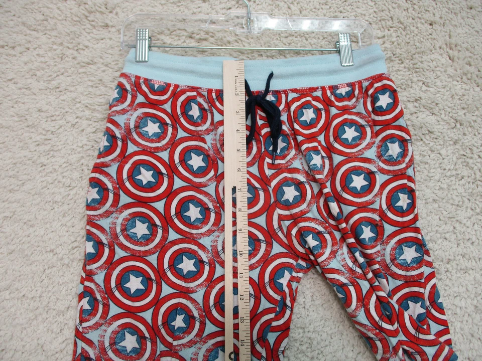 Pantalones de pijama Marvel pequeños adultos rojos azules Capitán América bolsillos cónicos para mujer Foto 4 de 4