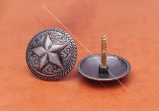 6X 34mm Antique Western Star Flower Horse Saddle Tack Conchos With Long Screw
