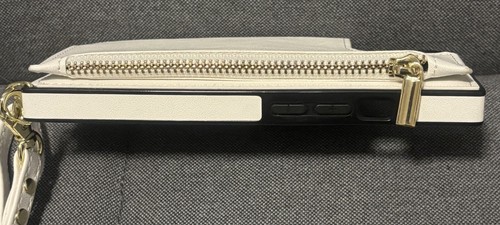 Umhängetasche weiß Kunstleder Reißverschluss Brieftasche Etui/Hülle für iPhone 16 - Bild 4 von 4