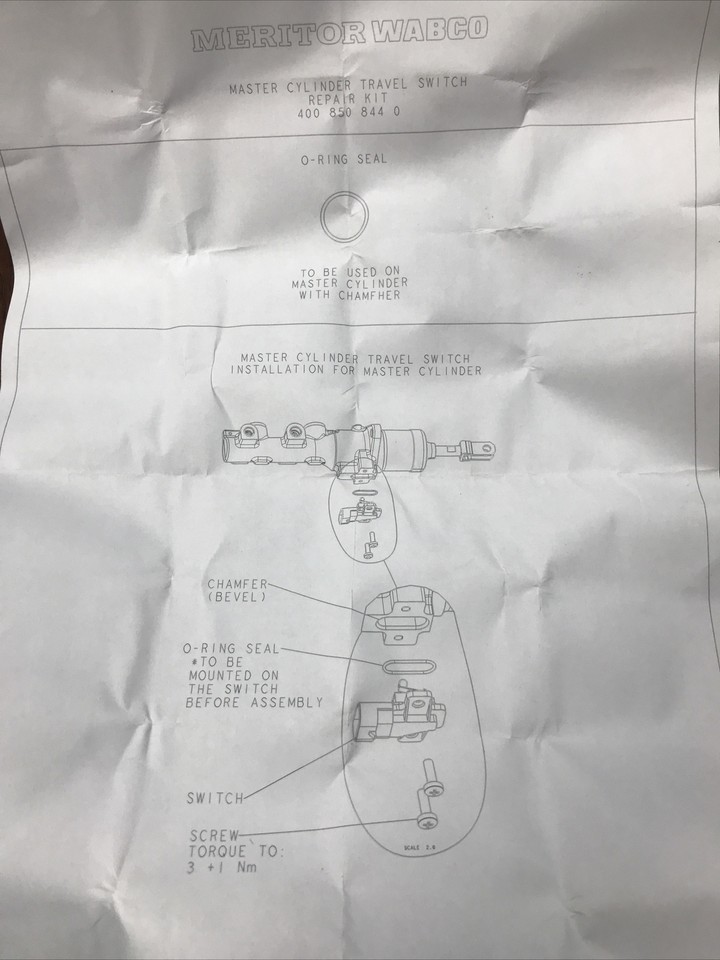 International 2605103C91 Meritor Wabco Master Cylinder Travel Switch eBay