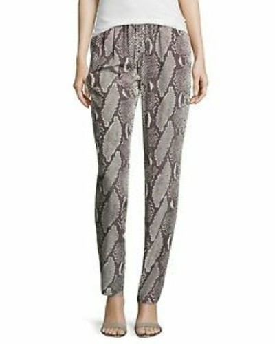 DIANE VON FURSTENBERG "Bennett" python print silk drawstring pants sz 0 2