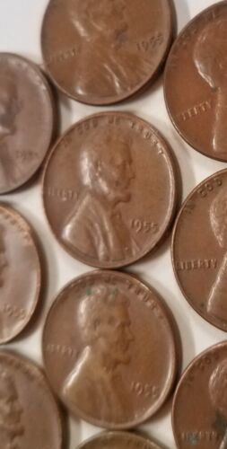 A13255PAF4 LOT OF 4 MACHINE DOUBLED 1955/5 LINCOLN WHEAT PENNY CENT COINS F-XF!! - Picture 4 of 5