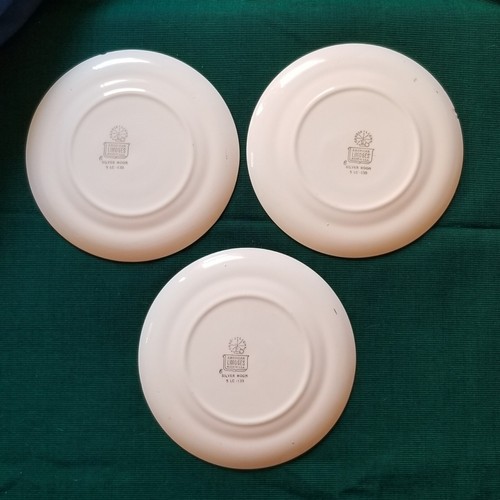 SET OF 3 AMERICAN LIMOGES SILVER MOON 6 3/8-inch BREAD PLATES PLATINUM TRIM - Picture 2 of 7