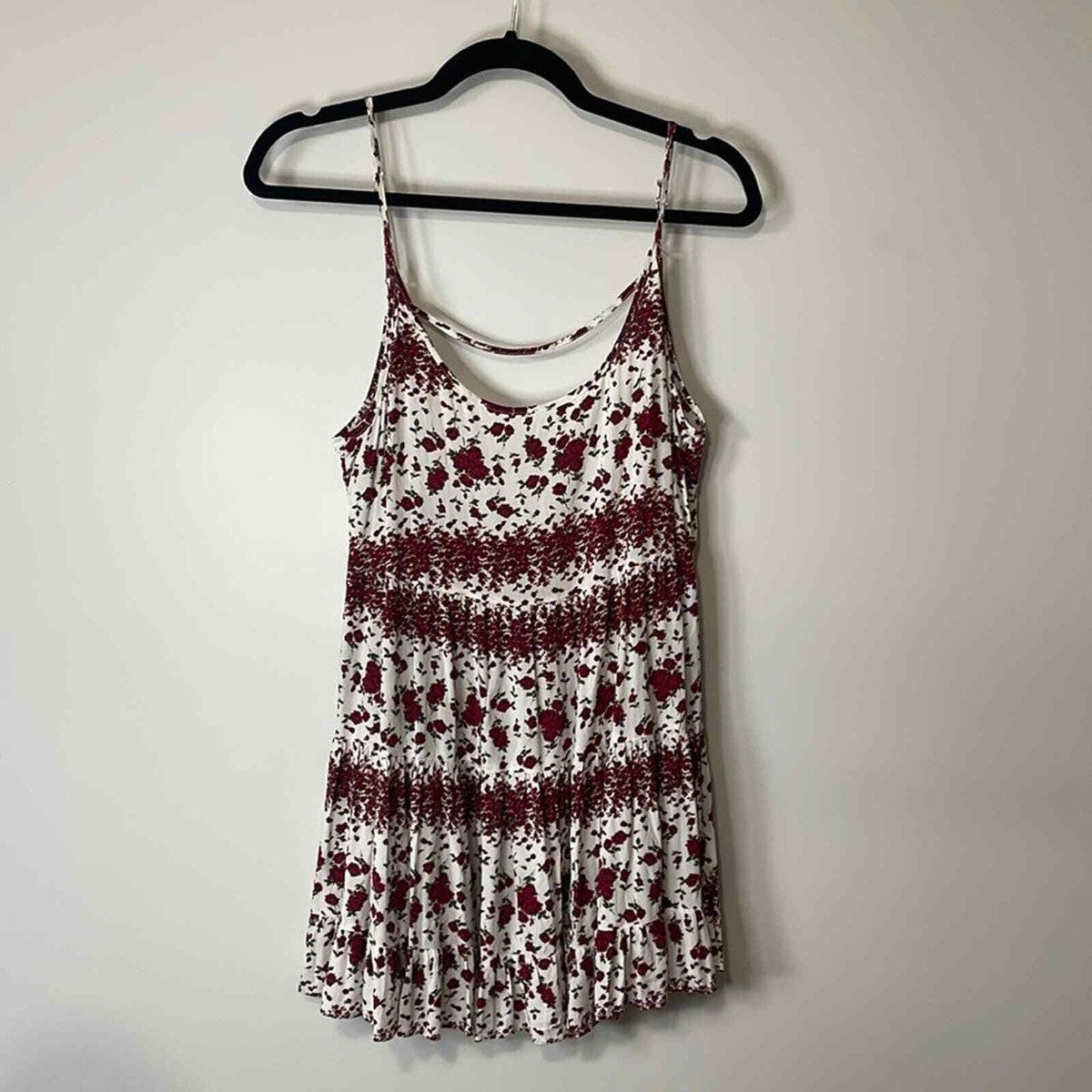 Brandy Melville Womens Rose Flower Sundress Red White