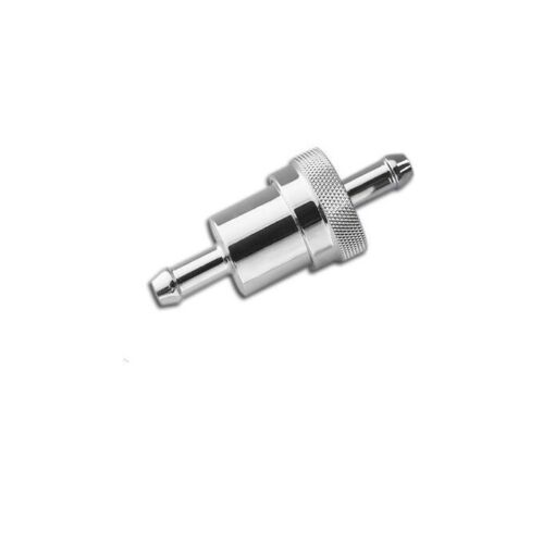 Inline Fuel Filter for 1/4" (6mm) Petrol Line Chrome Metal Body Universal Fit - Picture 5 of 5