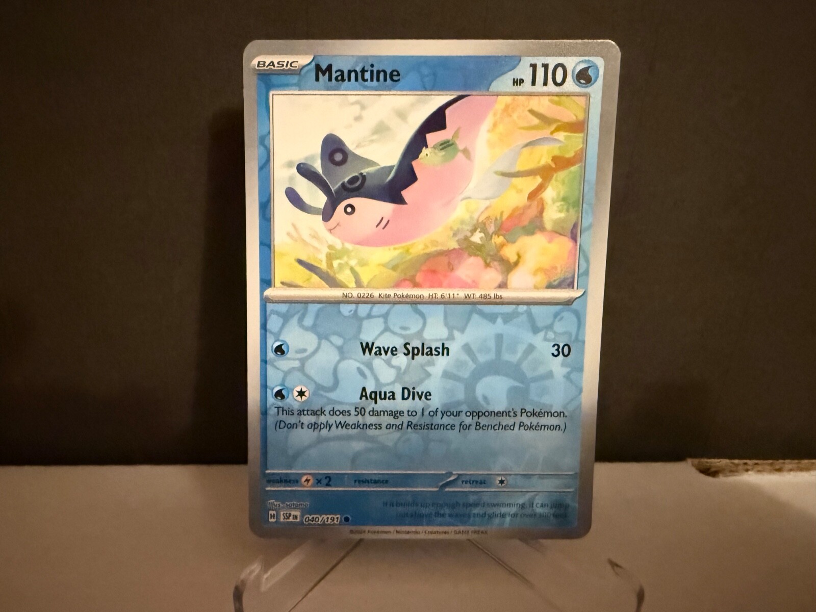 2024 Pokemon TCG Mantine 040 Surging Sparks Reverse Holo Card NM+