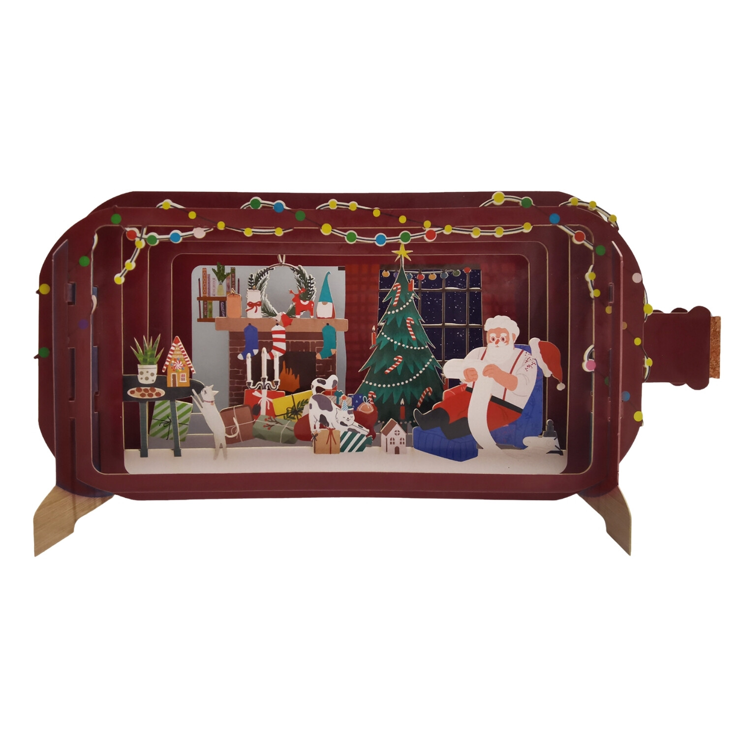 Message In A Bottle Santa & His List Pop Up Christmas Greeting Card