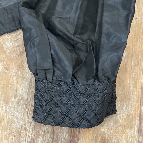 Vtg Antique Victorian Edwardian Mourning Black Satin Short Jacket Size 34” Goth - Picture 7 of 19