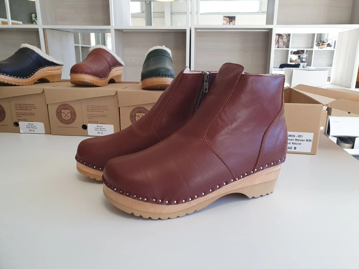 Swedish Clogs Boots Troentorp Turner Shearling Maroon size 42 eBay