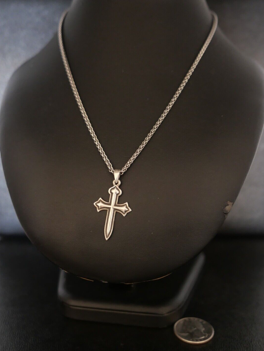 James Avery Sterling Silver St James Cross Sword Pendant 17