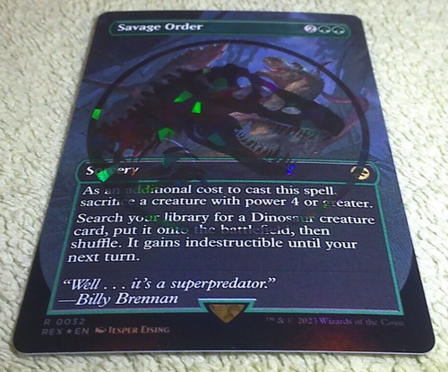 MTG❤️ Savage Order (Borderless Emblem) Jurassic World NEAR MINT - Picture 6 of 6