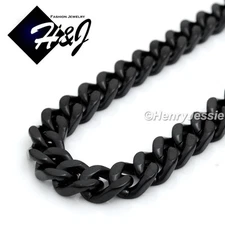 18-40"MEN Stainless Steel HEAVY WIDE 11mm Black Plated Cuban Curb Chain Necklace