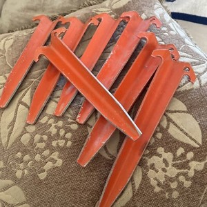 Lot Of 7 Military Half Tent 9 Inch Orange Aluminum  Tent Stakes
