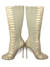 Louboutin 41 US11 12cm Sexy gold boot high heels stretch