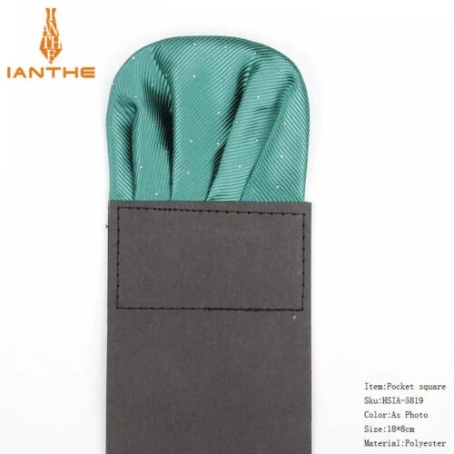 Men's Satin Silk Pre Folded Pocket Square Hankie Hankerchief Polka Dot Party , - Picture 8 of 34