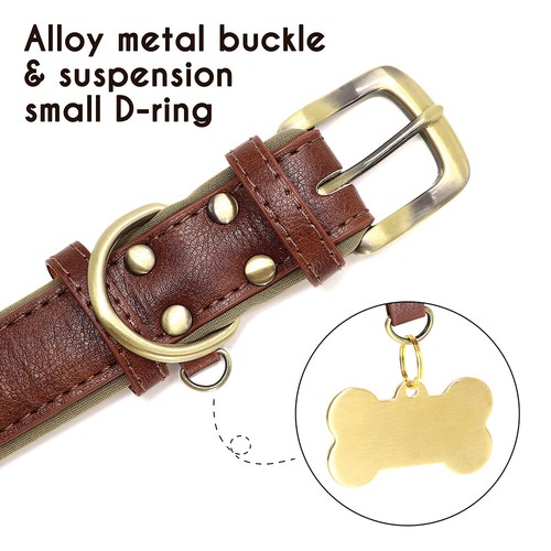 Soft Leather Dog Collar and Lead Personalised With Name Engraved Adjustable XS-L - Picture 12 of 22