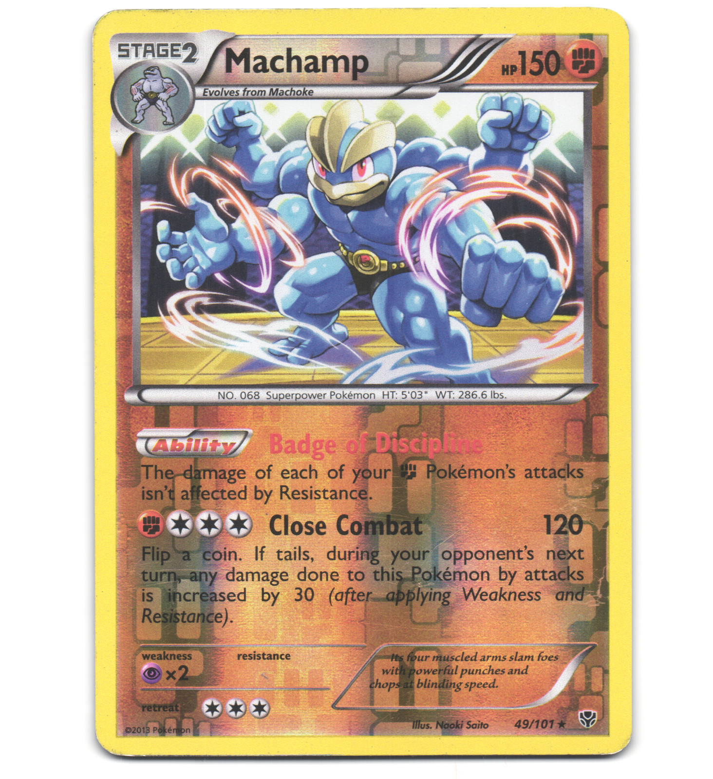 Pokemon 2013 Moderate Play Machamp 49/101 Plasma Blast REVERSE Card
