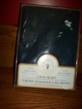 Burt's Bees Baby - Organic Crib Skirt-Dark Blue--Fits 28" X 52" --NIP-FREE ship
