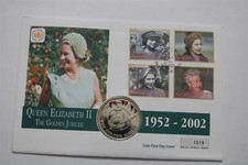 🧭 🇫🇰 FALKLAND ISLANDS 50 PENCE 2002 COLOURED GOLDEN JUBILEE COIN COVER B73 #5