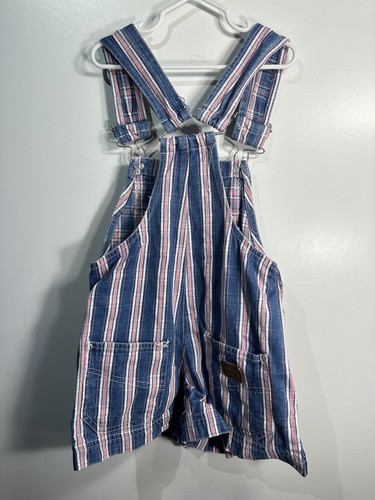 route 66 girls striped overalls shorts size 4 5 pink white blue - Picture 4 of 5