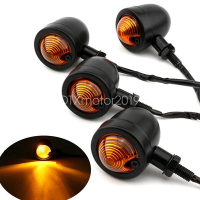 4x 2.8'' aluminum Mini Amber Turn Signal Light For Chopper Bobber Cafe Racer