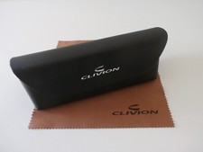 Clivion Eyewear Eyeglass Eye Frame Black Storage Carry Case Brown Cleaning Cloth