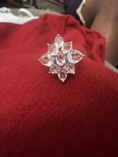 White Lab Created Sapphire Flower Ring