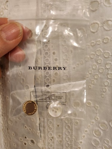 NWT Burberry London Daniela Eyelet White Shirtdress, Size US 4 - Picture 17 of 17