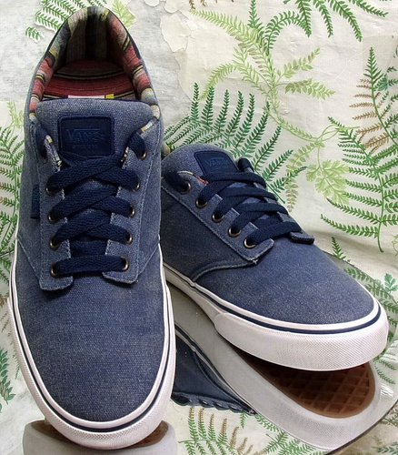 VANS OFF THE WALL BLUE CANVAS SNEAKERS WALKING COMFORT FASHION SHOES MENS SZ 9.5 - Picture 5 of 10