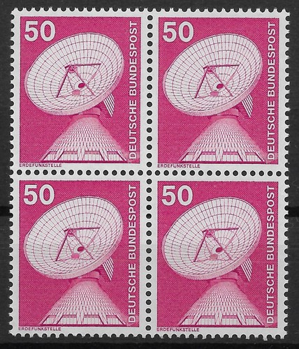 Bund 1975 ** Mi 851 I&T 50Pf Freimarken im Viererblock VB 4er Block 03751C