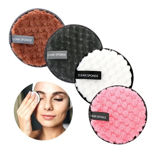 Wiederverwendbarer Make-up-Entferner Reinigung Gesichtspads Gesichtsschwamm waschbar Mikrofaser x4 - Bild 4 von 12
